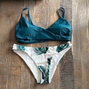 Shein Palm Print Adjustable Strap Bikini Swimsuit Size Medium